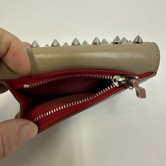 Christian Louboutin Spiked Leather Wallet - Beige with Signature Red Interior - Picture 11 of 14